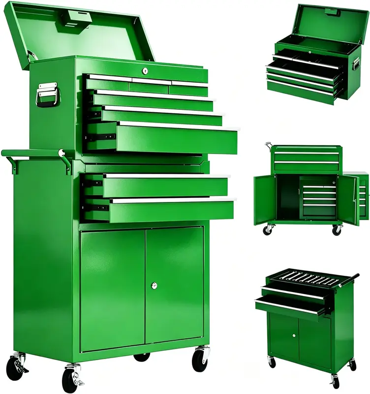 Garvee 8-Drawer Rolling Tool Chest 2-in-1 High Capacity Tool Storage with Locking System and Wheels for Garage Workshop, 24.3...
