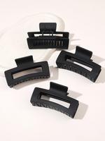 4pcs Solid Color Hollow Out Design Updo Hair Claws for Hairstyles, Casual Large Size Easy Grip Back Claw, Fashionable Square ...