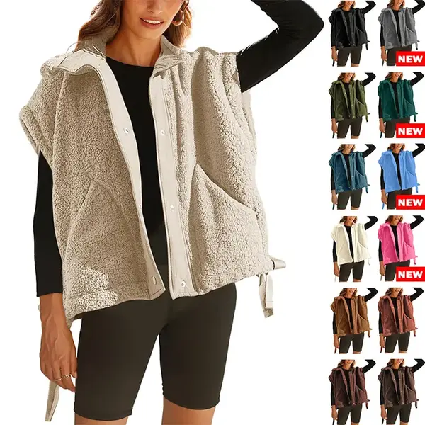 Tanming Women's Warm Sherpa Fleece Vest Casual Cozy Sleeveless Button Down Sherpa Jacket Outerwear with Pockets FallFreshness...