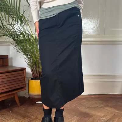 Armani Jeans Midi Skirt - 32W UK 12 Black Cotton