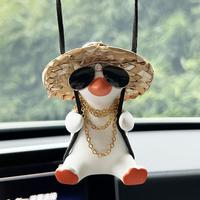Cute Cartoon Swing Duck Design Car Ornament, 1 Count Rearview Mirror Hanging Decoration, Car Interior Accessories, Car Suppl...