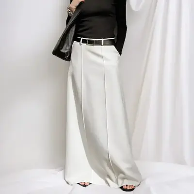 women's simple solid color autumn/spring thick fashion H-type skirt, simple and elegant, suitable for daily outings, dating, ...