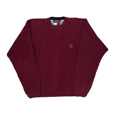Tommy Hilfiger Jumper - XL Burgundy Cotton
