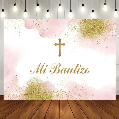 Mi Bautizo Cross Boho Baptism Backdrop For Girl - Aperturee