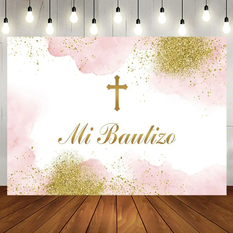Mi Bautizo Cross Boho Baptism Backdrop For Girl - Aperturee