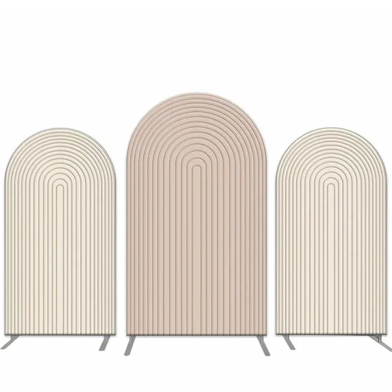 Aperturee Solid Nude And Pink Stripe Party Arch Backdrop Kit | Diy Chiara Backdrop Cover | Chiara Wall Backdrop Diy | Circle ...
