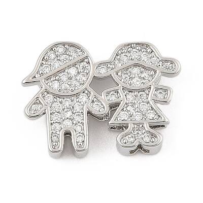 Brass Micro Pave Cubic Zirconia Slide Charms