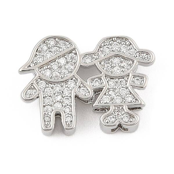 Brass Micro Pave Cubic Zirconia Slide Charms