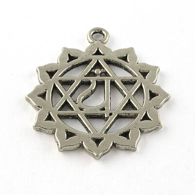 Tibetan Style Flower Alloy Chakra Pendants