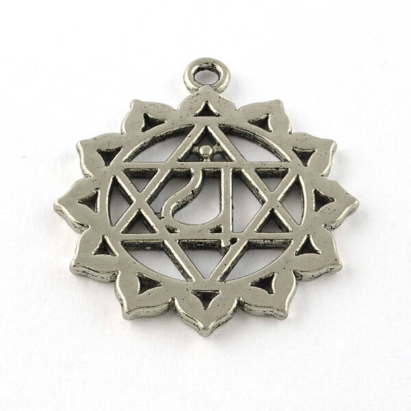 Tibetan Style Flower Alloy Chakra Pendants