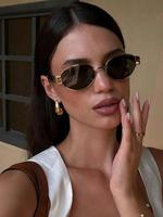 Vintage Oval Frame Sunglasses, Cool Sunglasses, Trendy Casual Sunglasses for Everyday Use, Fashion Accessories for Outdoor Ac...