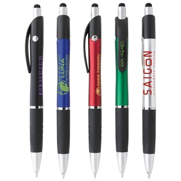 300 Customized Souvenir Emblem Stylus Pen - Chrome Accents