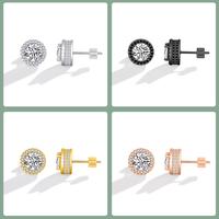 【#409 Must-have】Deluxe Milgrain Set Halo Stud Earrings vvs Synthetic Moissanite Earrings in 925 Sterling Silver 0.1/0.5/1...