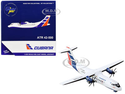 ATR 42-500 Commercial Aircraft Cubana Airlines (CU-T1240) White with Red and Blue Stripes 1/400 Diecast Model Airplane by Gem...