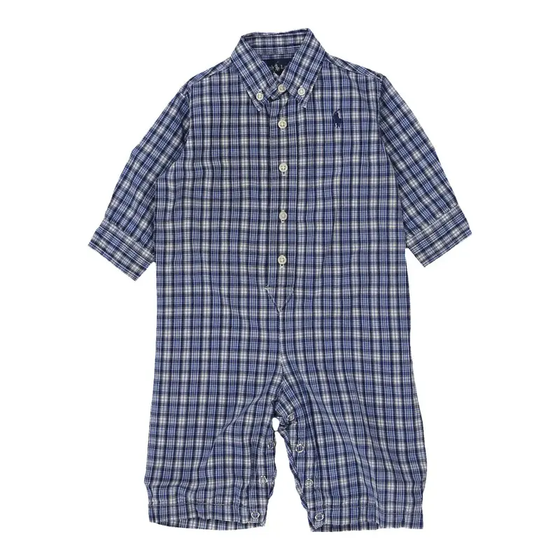 Age 9 Months Ralph Lauren Checked Playsuit - 3XS Blue Cotton