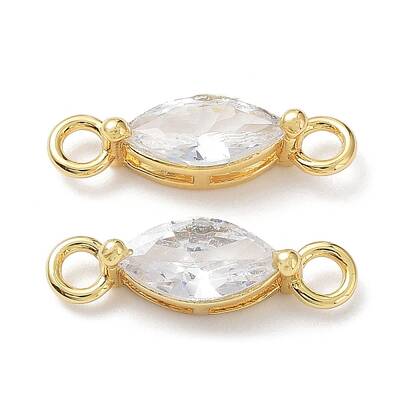 Brass Clear Cubic Zirconia Links Connectors