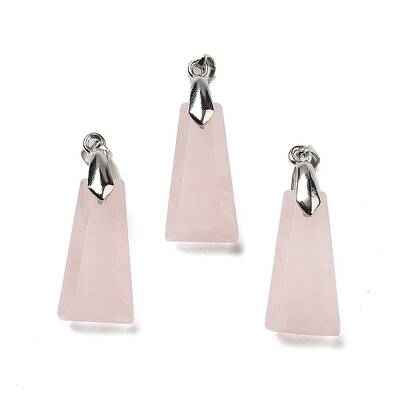 Natural Rose Quartz Faceted Pendants