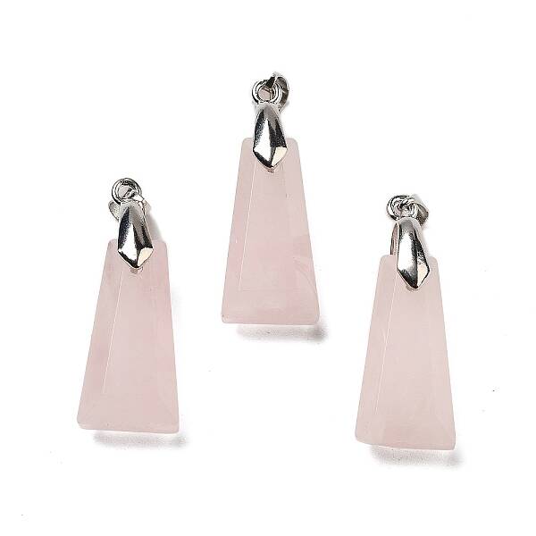 Natural Rose Quartz Faceted Pendants