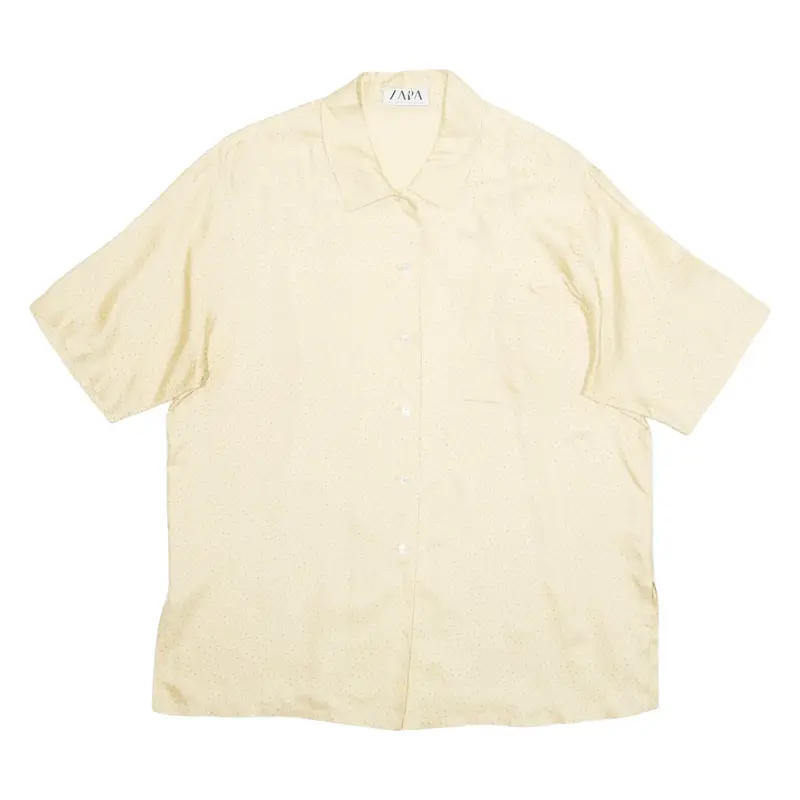 ZARA Womens Printed Shirt Beige Collared Silk Spotted L