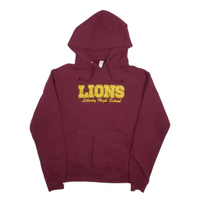JERZEES Lions Liberty High School USA Hoodie Red Pullover Womens S