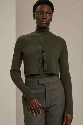 Cardigan Walden Kaki-Fonce | Color: KAKI FONCE | Size: FR-38