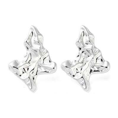 Rack Plating Brass Twist Leaf Stud Earrings
