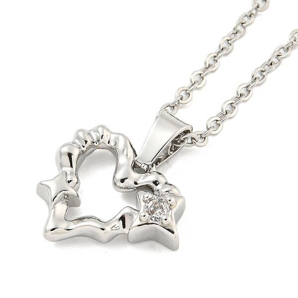 Brass Micro Pave Clear Cubic Zirconia Pendant Necklaces