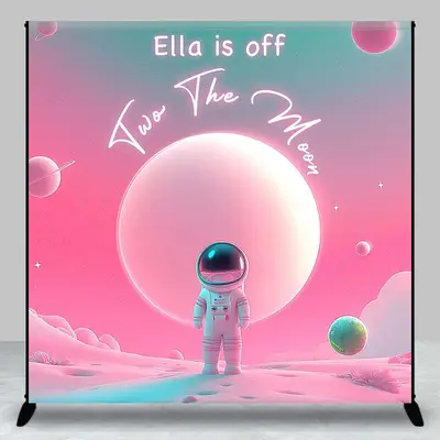 Aperturee Off Two The Moon Pink Galaxy Custom Birthday Backdrop - Aperturee