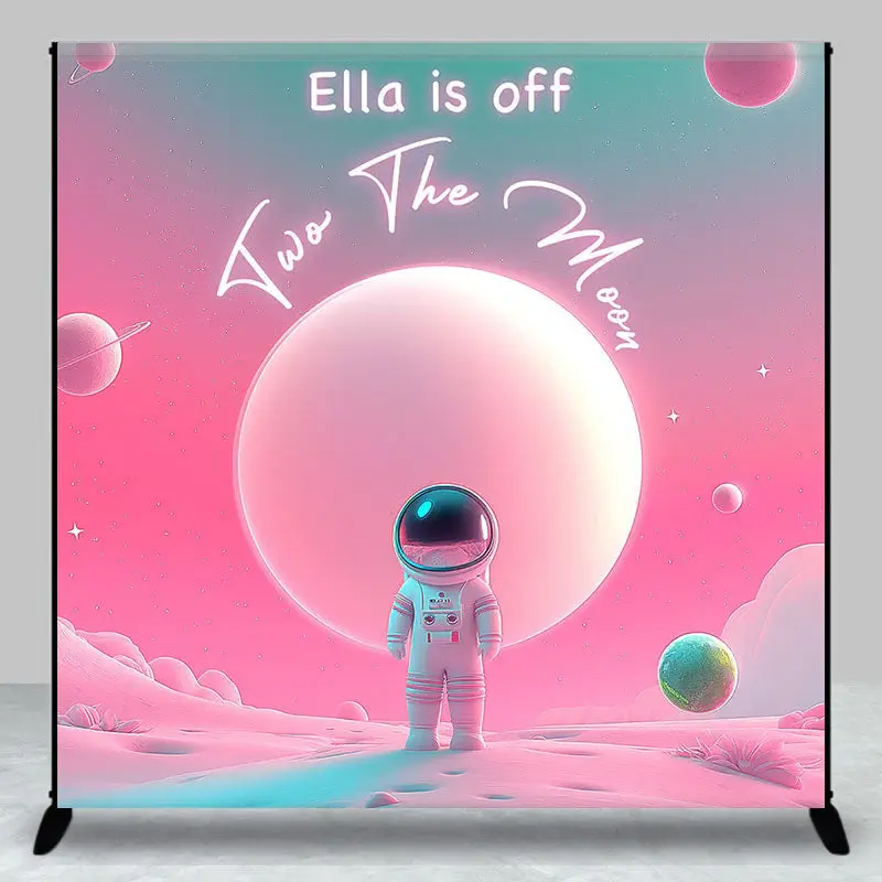 Aperturee Off Two The Moon Pink Galaxy Custom Birthday Backdrop - Aperturee