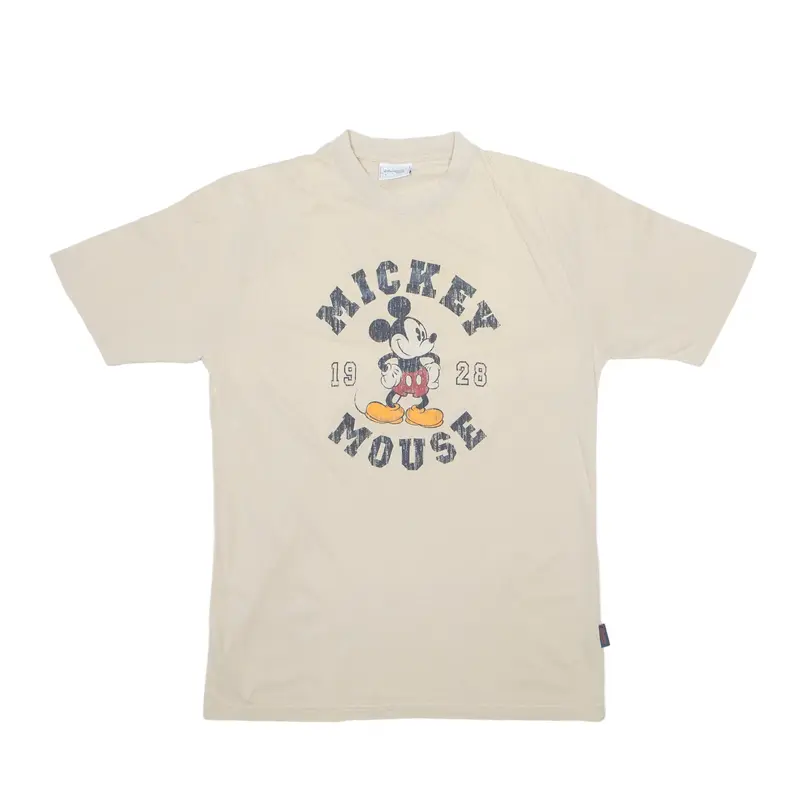 DISNEY Land Resort Paris Mickey Mouse T-Shirt Beige 90s Short Sleeve Mens L