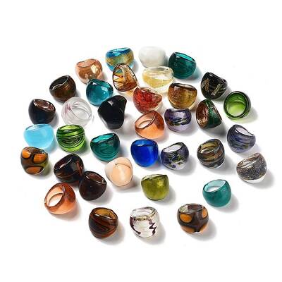 Mixed Handmade Lampwork Wide Band Rings