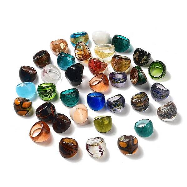 Mixed Handmade Lampwork Wide Band Rings