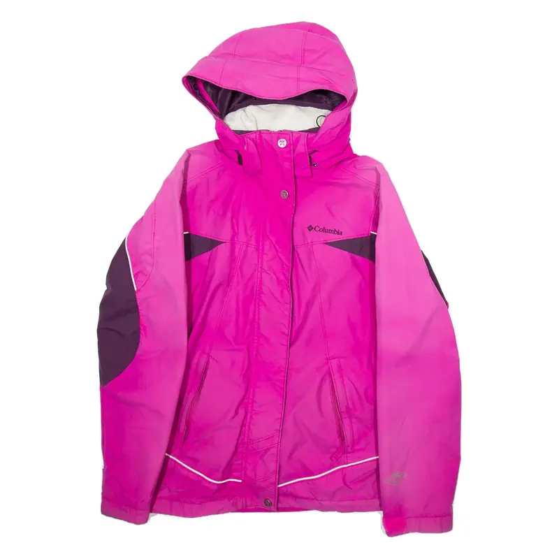 COLUMBIA Womens Rain Coat Pink Nylon Hooded XS