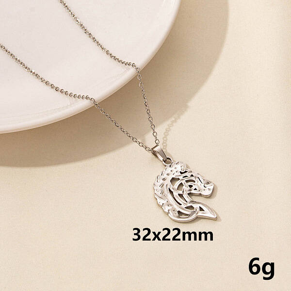 304 Stainless Steel Horse Pendant Necklaces