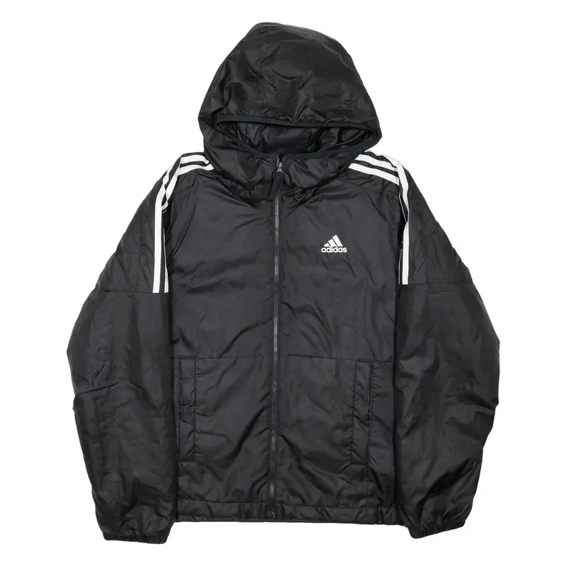 ADIDAS Womens Puffer Jacket Black Hooded UK 10