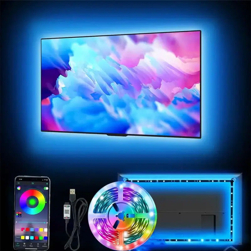 LED Strip Light, 1 Count RGB Color Changing Light with Remote Control, Creative Ambient Light Strip for Home Living Room Bedr...