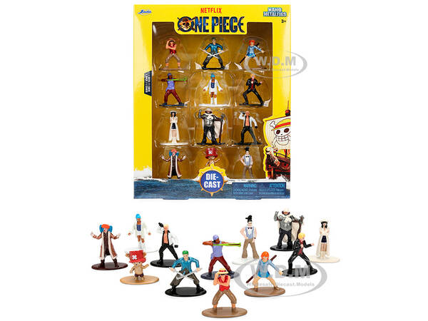 Set of 12 Diecast Figures One Piece (2023-Current) TV Series Nano Metalfigs Series Diecast Models by Jada
