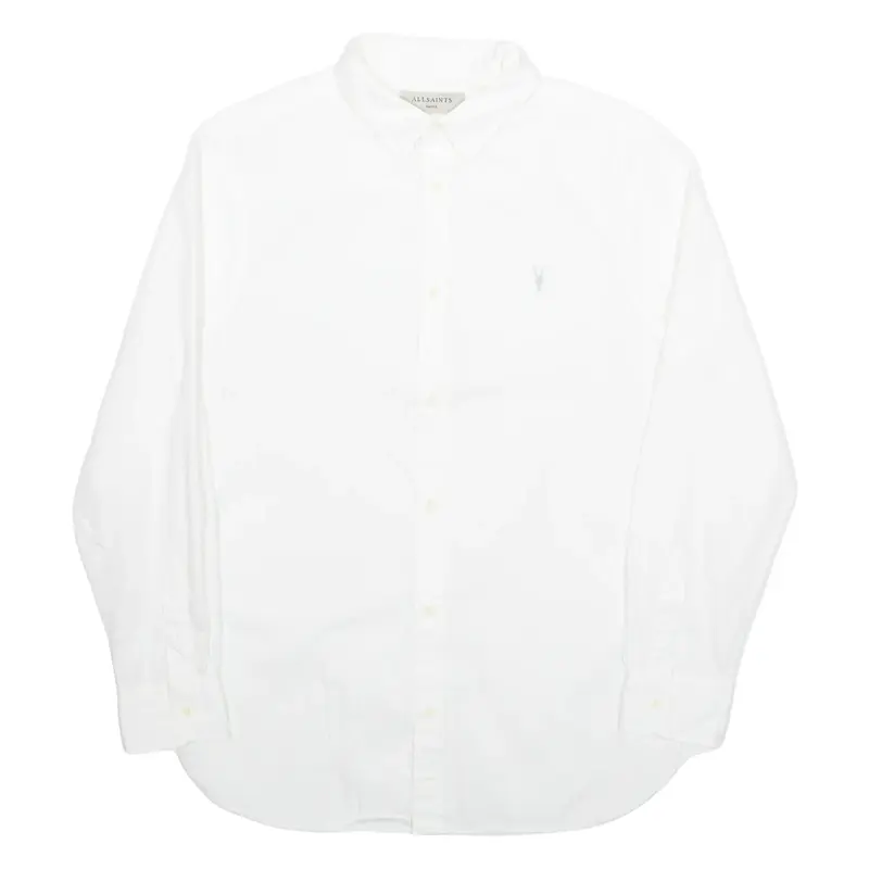 ALL SAINTS Mens Plain Shirt White Long Sleeve S