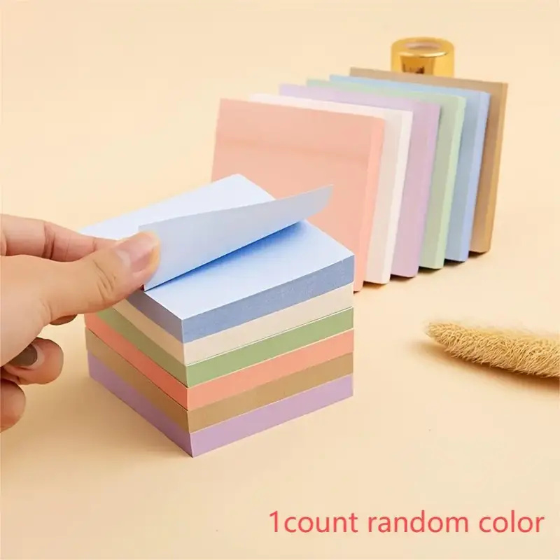 Random Color Sticky Note, 1 Pack Solid Color Memo Pad With 100sheets Every Pack, Home Accessories Portable Stationery Kit Fo...