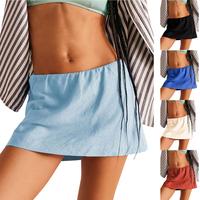 Molitree Womens Cotton Linen Skorts Casual Cute A-Line Mini Skirts with Ruffle Inner Waistband