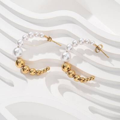 304 Stainless Steel C-Shaped Stud Earrings