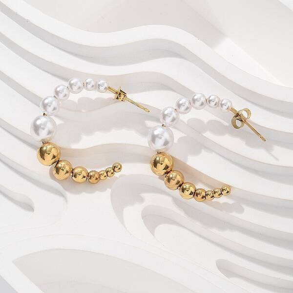 304 Stainless Steel C-Shaped Stud Earrings