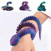 3d Printed Snake Animal Figurine, 1 Count Flexible Jointed Toy, Stress Relief Toy for Home Decor, Ornaments Suitable for Holi...