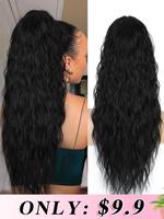 Long Curly Wavy ponytail extension for black women 26 Inch black clip in ponytail hair extensions