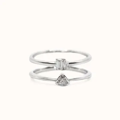 Diamond Duo Stack - White Gold