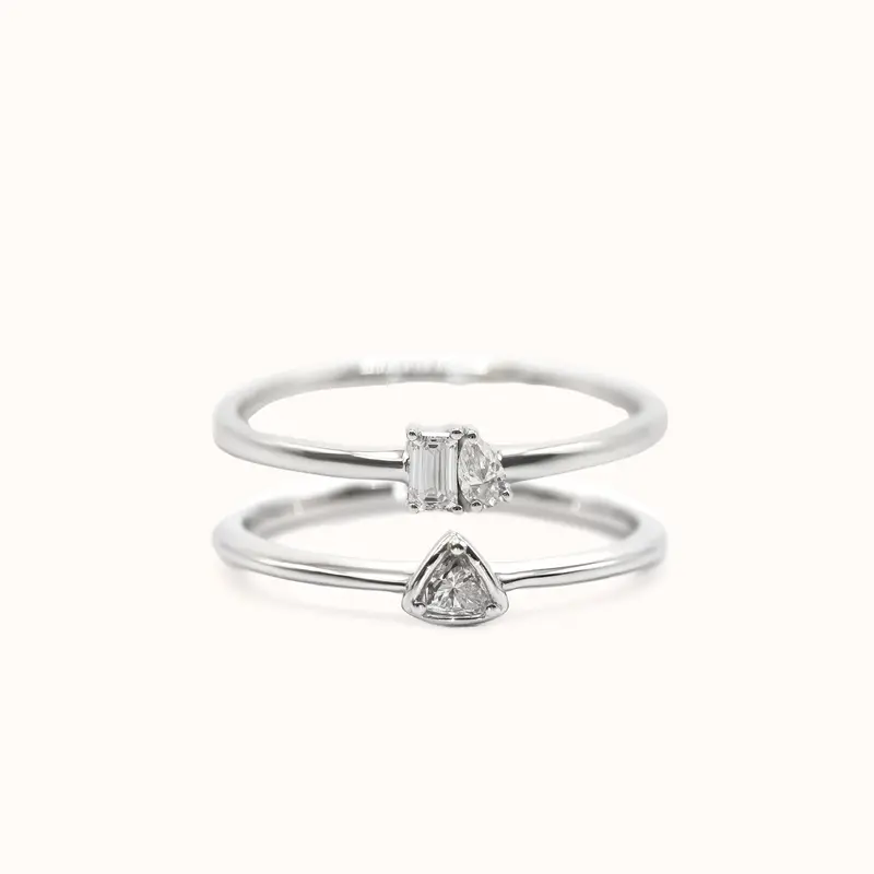 Diamond Duo Stack - White Gold