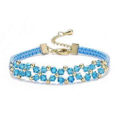 Glass Braided Flower Link Bracelet for Women