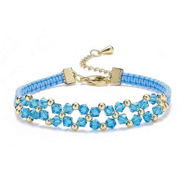 Glass Braided Flower Link Bracelet for Women