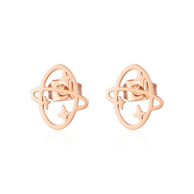 Sweet Stainless Steel Flat Planet Earrings for Daily Wear