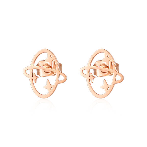 Sweet Stainless Steel Flat Planet Earrings for Daily Wear